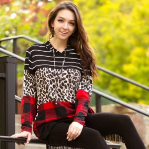 Triple Mix Hoodie – Stripe • Leopard • Buffalo Plaid