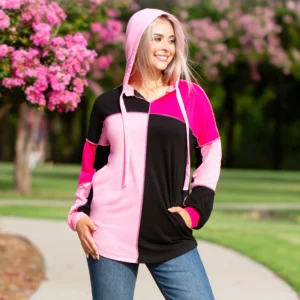 Color Block Hoodie with Pockets